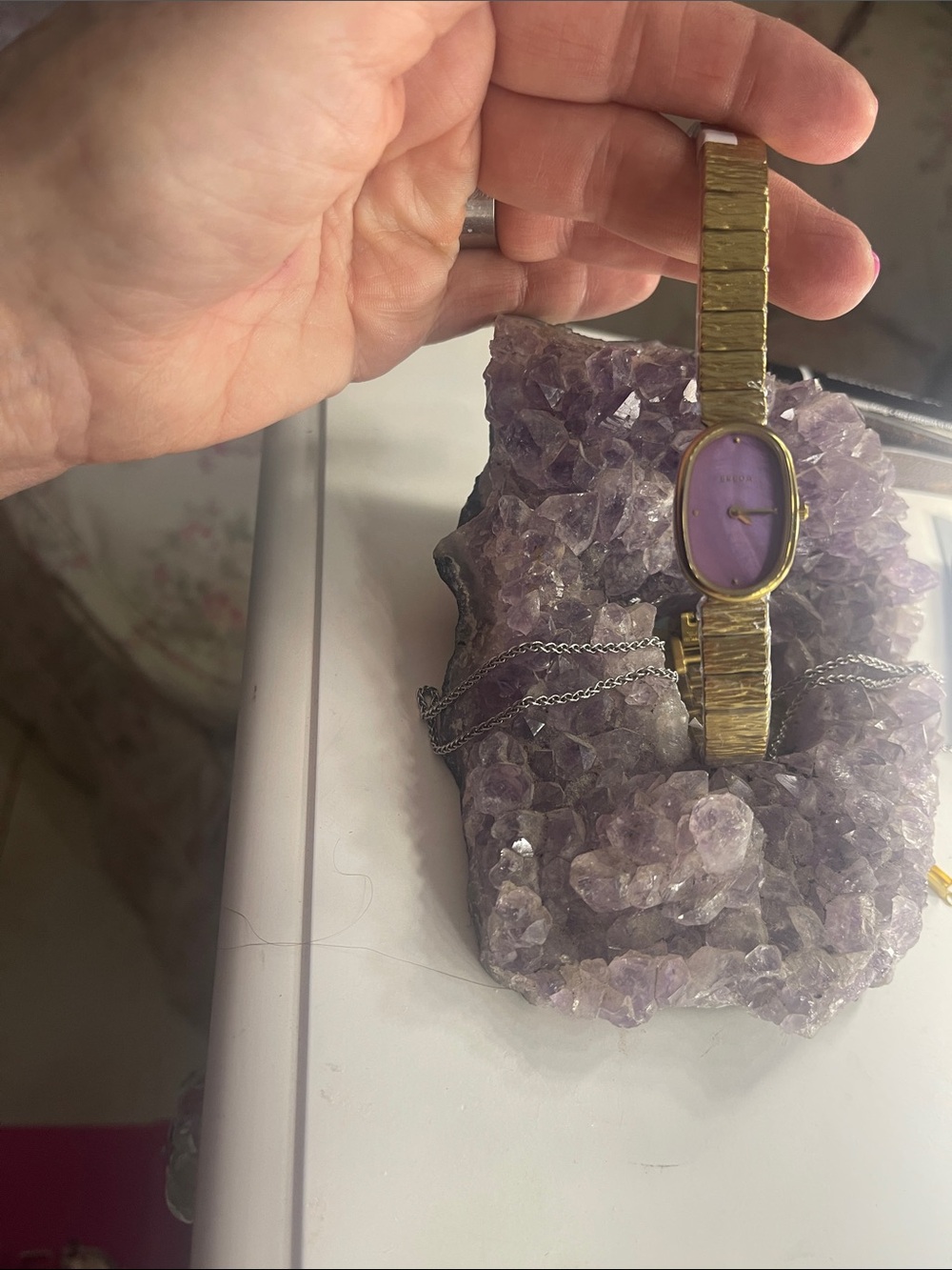 Gold-Tone Women's Watch with Purple Dial